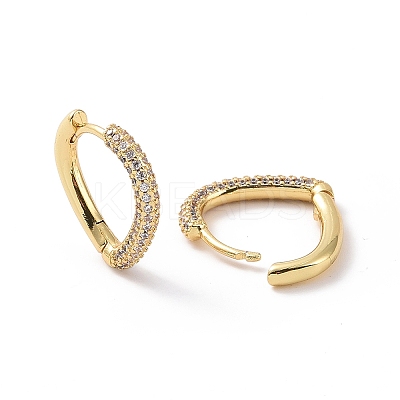 Clear Cubic Zirconia Teardrop Hinged Hoop Earrings EJEW-P206-12G-1