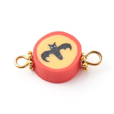Halloween/Christmas Theme Flat Round Polymer Clay Links Connectors PALLOY-JF00713-1
