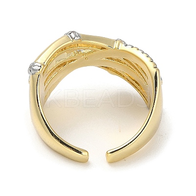 Rack Plating Brass Micro Pave Cubic Zirconia Cuff Finger Rings for Women RJEW-C114-16H-G-1