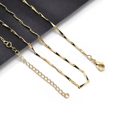 Brassl Twisted Bar Link Chain Necklaces for Men Women NJEW-G160-15G-1