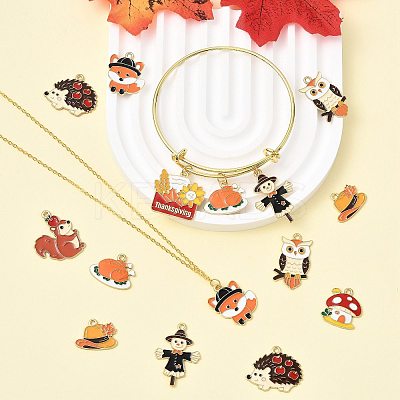 20Pcs 10 Styles Thanksgiving Theme Alloy Enamel Pendants FIND-FS0004-84-1