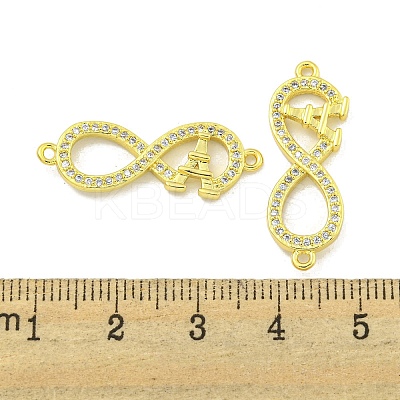 Rack Plating Brass Micro Pave Clear Cubic Zirconia Infinity with Tower Links KK-B091-48G-01-1