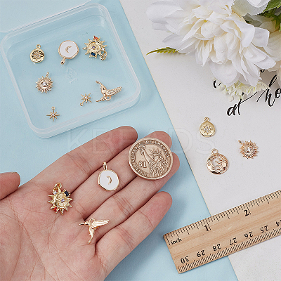 16Pcs 8 Styles Brass Pendants KK-WR0001-34-1