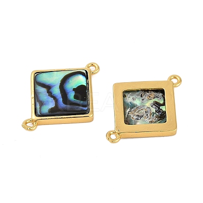 Brass Pave Natural Paua Shell Connector Charms KK-M299-01A-G-1