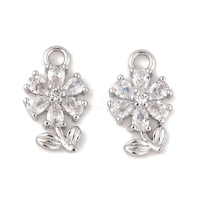 Brass Micro Pave Clear Cubic Zirconia Charms LS-KK-L212-18P-1