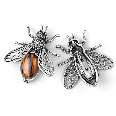 Natural Tiger Eye Bees Brooches PW-WGE0A74-05-1