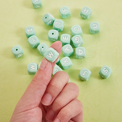 26Pcs 26 Style Silicone Alphabet Beads for Bracelet or Necklace Making SIL-SZ0001-01C-1