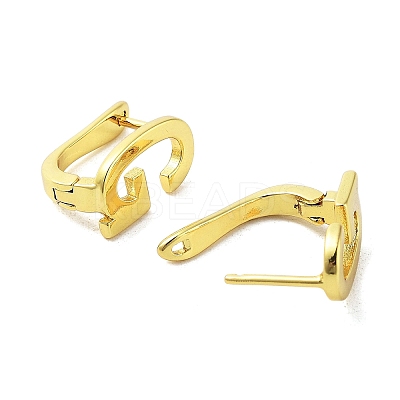 Brass Letter Stud Earrings for Women EJEW-A038-01G-G-1