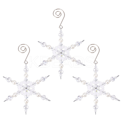 Christmas Snowflake Glass Pendant Decoration HJEW-GO00060-1
