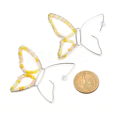Butterfly Glass Beads Dangle Earrings for Girl Women EJEW-JE04658-02-1