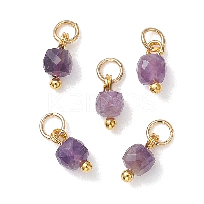 50Pcs 10 Colors Natural Mixed Stone Faceted Cube Charms PALLOY-JF04816-01-1