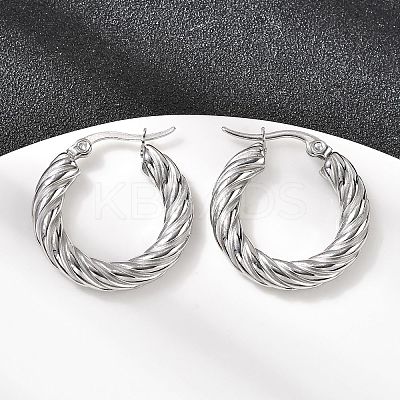 304 Stainless Steel Twist Ring Hoop Earrings EJEW-Z146-01P-04-1