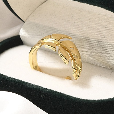 Rack Plating Brass Cuff Finger Rings for Women RJEW-C115-02G-1