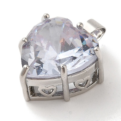 Platinum Brass Micro Pave Cubic Zirconia Pendants KK-C072-37P-02-1