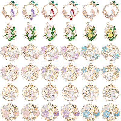 36Pcs 18 Styles Rack Plating Alloy Enamel Pendants FIND-SC0012-30-1