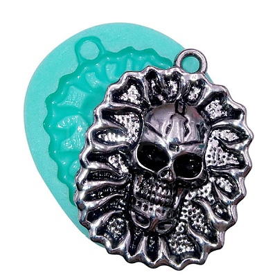 Oval with Skull Pendant Food Grade Silicone Molds LS-DIY-M040-07-1