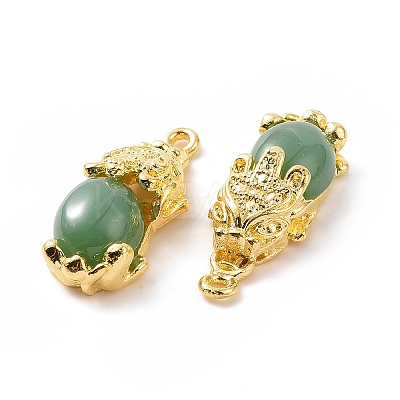 Alloy with Glass Imitation Jade Pendants FIND-G047-06G-02-1