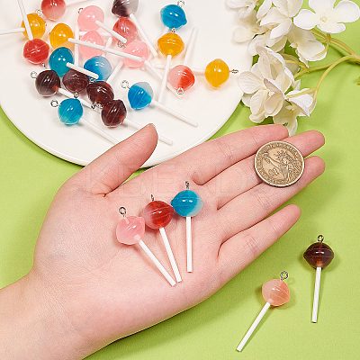 30Pcs 5 Colors Resin Pendants RESI-CJ0001-222-1