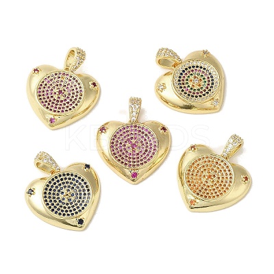 Brass Micro Pave Cubic Zirconia Pendants KK-C058-15G-1