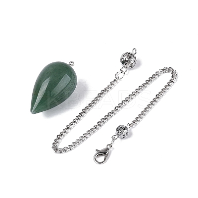 Natural Green Aventurine Dowsing Pendulum Pendants AJEW-N005-02F-1