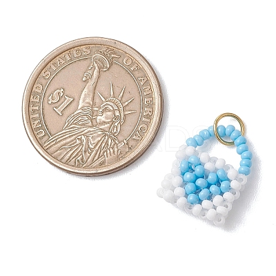 Glass Seed Beaded Handbag Pendants PALLOY-MZ01217-02-1