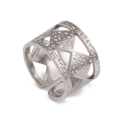 Non-Tarnish 304 Stainless Steel Rhombus Open Cuff Rings for Women RJEW-G285-31P-1