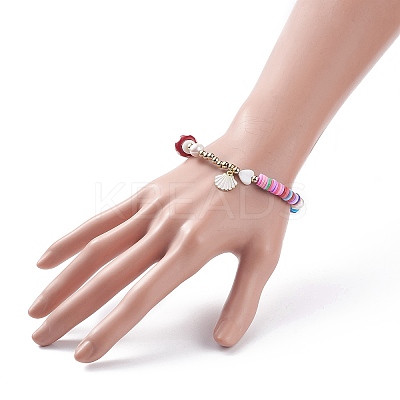 Alloy Enamel Shell Charm Bracelet BJEW-TA00086-1
