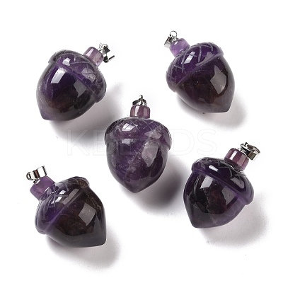 Natural Amethyst Pendants G-M393-01P-04-1