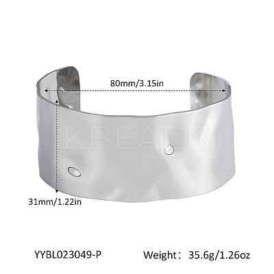 Hammered 304 Stainless Steel Wide Bangles RN6734-2-1
