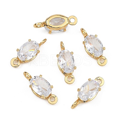 SHEGRACE Brass Pave Cubic Zirconia Oval Connector Charms XGRQ2O331-437A-G-1