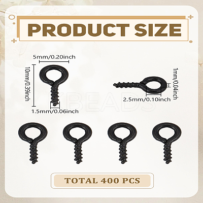 400Pcs Spray Painted Iron Screw Eye Pin Peg Bails IFIN-LP0001-45-1