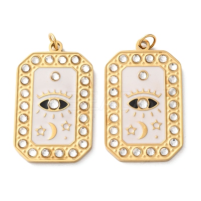 Ion Plating(IP) 304 Stainless Steel Rhinestone Enamel Pendants STAS-Q333-03G-1