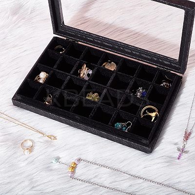 28 Grids Printed Imitation Leather Jewelry Tray Organizer Boxes MRMJ-WH0077-086-1