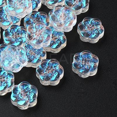 35Pcs Transparent Spray Painted Glass Beads GLAA-YW0001-73A-1