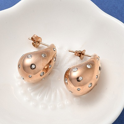 304 Stainless Steel Teardrop Stud Earrings EJEW-B108-05RG-A-1