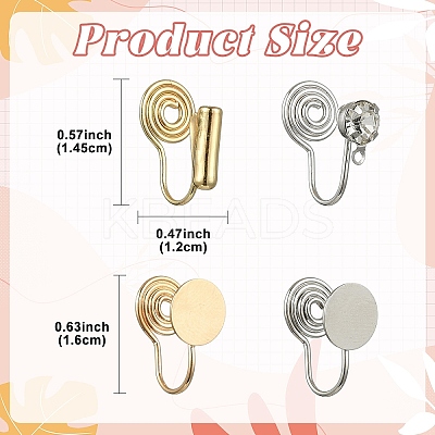 20Pcs 2 Colors Brass Spiral Pad Ear Cuff Findings EJEW-YW0001-17-1