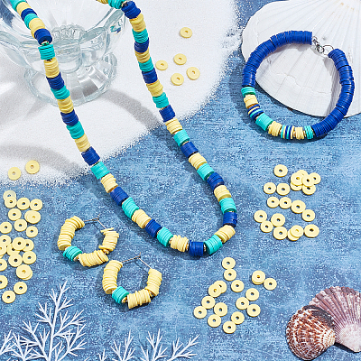 Flat Round Handmade Polymer Clay Beads CLAY-AR0001-18A-1