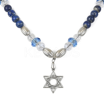 Alloy Star of David Pendant Necklace NJEW-JN04402-1
