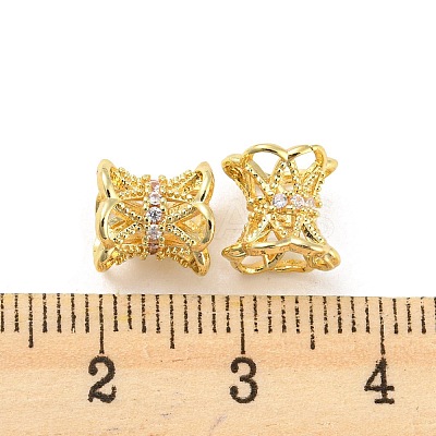 Brass Micro Pave Cubic Zirconia Spacer Beads KK-H452-21G-1
