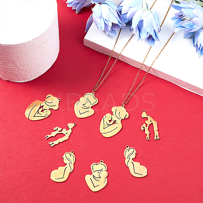 8Pcs 4 Style Rack Plating 304 Stainless Steel Pendants FIND-BBC0001-38-1