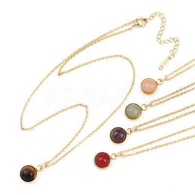 Natural Mixed Stone Pendant Necklaces NJEW-JN05489-02-1