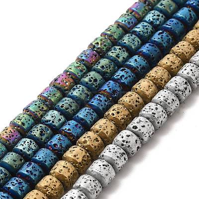 Electroplated Natural Lava Rock Beads Strands G-G984-06-1
