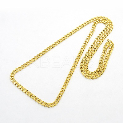 Men's 304 Stainless Steel Curb Chain Necklaces STAS-O037-57G-1