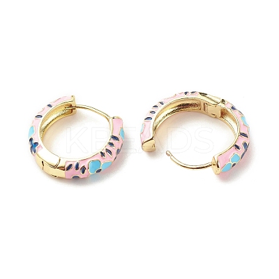 Flower Enamel Hoop Earrings EJEW-G290-02G-B-1