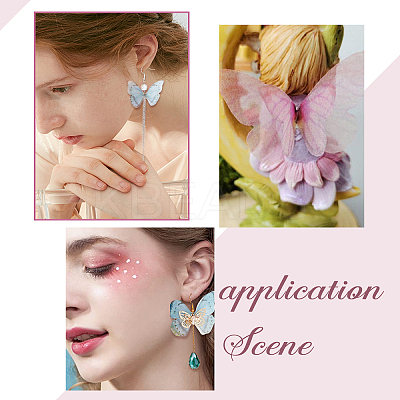180Pcs 9 Style Two Tone Polyester Fabric Wings Crafts Decoration FIND-SC0004-17-1