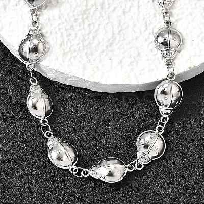 304 Stainless Steel Ladybug Link Chain Necklaces for Women Men NJEW-K249-21A-P-1