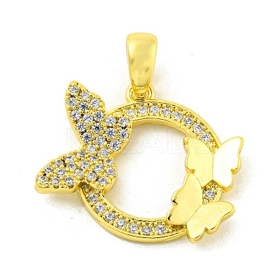 Brass Micro Pave Clear Cubic Zirconia Pendants KK-P263-03C-G-1