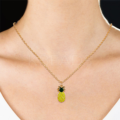 2 Sets 2 Style Alloy Pineapple Pendant Necklace & Dangle Earrings SJEW-FI0001-01-1
