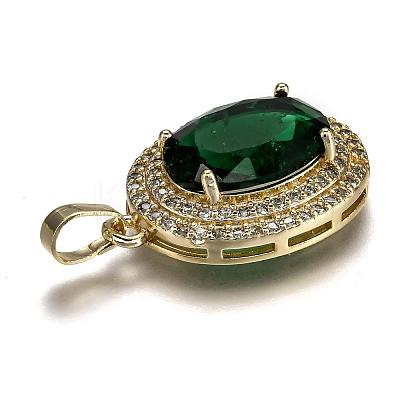 Golden Plated Brass Micro Pave Clear Cubic Zirconia Pendants ZIRC-F123-02-1