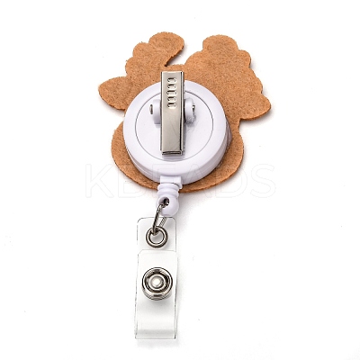 Christmas Reindeer/Stag/Deer Felt & ABS Plastic Badge Reel AJEW-I053-03-1